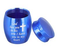 SHINEOFI Pet Ash Urn Suitable for Loved Ones and Pets Memorial Keepsake Blue Metal for Ashes Storage with Hard Structure, Simple and Elegant Design, Not Easy to Break