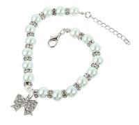 SHINEOFI PET Necklace PET Collar with Ribbon Cat Collar Adjustable Jewel Buckle Alloy and Imitation Pearl Blue M for Dog