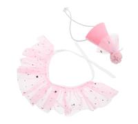 SHINEOFI Pet Princess Costume Set with Felt Birthday Hat Pink Sequin Trim Organza Skirt Comfortable for Photography and Party Decorations for Cats and Small Dogs