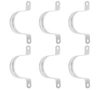 SHINEOFI Pipe Clamp Tube Strap U-Shaped 6pcs Stainless Steel with Two Hole Bracket Quick Installation and Adjustable Fit, Silver for Fuel Lines and Pipes for Fixed and Repair Scenarios
