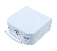 SHINEOFI Plaid Storage Box Lightweight Paperboard Keepsake Container with Elegant Checkered Design for Jewelry Blue Portable Gift Packaging