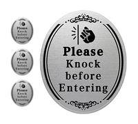 SHINEOFI Please Knock before Entering Door Stickers 4pcs Front Door Knock Sign Decals for Bedroom and Office 2 Sets with Instruction for Home and Workplace Privacy