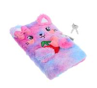 SHINEOFI Plush Cat Diary with Lock and Keys Soft Bowknot Plush Cover Journal for Secure Writing Notebook for Drawing School Secret Lockable Journal Gift