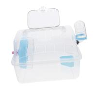 SHINEOFI Portable Acrylic Hamster Travel Cage with Handle for Small Pets Guinea Pig Carrier Blue Base Small Animal Container for Outdoor Use