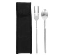 SHINEOFI Portable and Storage Bag Telescopic Extendable Stainless Steel Fork and Spoon Set with Long Handle for Picnics and Travel Outdoor Dining