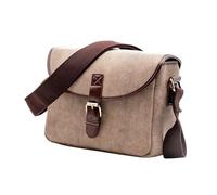 SHINEOFI Portable Lens Bag Dslr Camera Accessory with Flip-open Opening, Khaki Canvas and Retro Leather, Zinc Alloy Details, Not Easy to Deform, Shoulder Crossbody Bag for Photographers