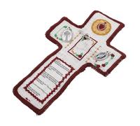 SHINEOFI Portable Prayer Mat with Cross, Compact Pocket Praying Rug for Travel and Home Use, White Mini Devotional Carry Bag for Catholic Women