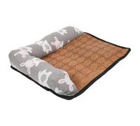 SHINEOFI Rattan Dog Bed Cooling Mat Non-slip Summer Pet Sleeping Pad with Double-sided Pillow S Size for Small Dogs