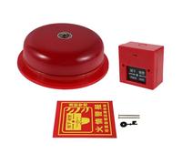 SHINEOFI Red 6-Inch Fire Alarm Bell with Electric Gong and Surface Mount Fire Alarm Button Set - Industrial Commercial Safety Equipment for Building Emergency and Drill Use