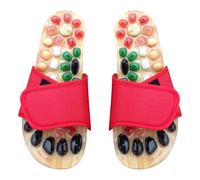SHINEOFI Red Foot Massage Slippers for Home Use with Acupressure Pebble Design, Relieves Plantar Fasciitis, Made of Sturdy Pu and Eva, Comfortable Foot Massagers for Women Size 37-38