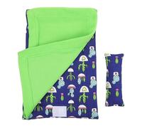 SHINEOFI Reptile Sleeping Bag with Pillow and Blanket, Small Pet Habitat Bed for Iguana and Gecko, Soft Cotton Lizard Lounger, Blue and Green Bedding for Anole and Hamster