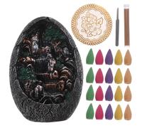 SHINEOFI Resin Backflow Aromatherapy Burner with Mountain Waterfall Design Includes Backflow Cones and Incense Sticks Zen Decor for Home Office Meditation