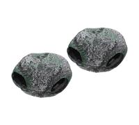 SHINEOFI Resin Fish Cave and Lizard Tank Accessories, 2pcs Large Stone Turtle Aquarium Decor Three-hole Hideout, Household Aquarium Decoration Suitable for Tropical Fish and Cichlids