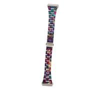 SHINEOFI Resin Watch Strap Compatible with Fitbit Sense Stainless Steel Bracelet Band with Purple Green Pattern Lightweight Comfortable Replacement Accessory for Dress and Business Use
