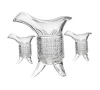 SHINEOFI Retro Chinese Style Glass Liquor Cup with Wine Dispenser Shot Glasses and Decanter for Whiskey Spirits Alcohol Lovers Home Bar Table Decor