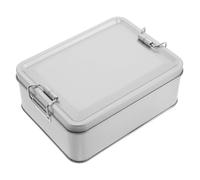 SHINEOFI Retro Metal Storage Tin with Buckle Latch Medium Silver Cookie Tin for Candy Craft Supplies Wedding Favors Office Stationery Decorative Vintage Storage Container