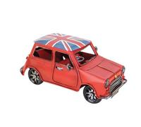 SHINEOFI Retro Mini Iron Car Model Handcrafted Red Wrought Metal Desktop Ornament Vintage Home Decoration Collectible Vehicle for Office and Living Room