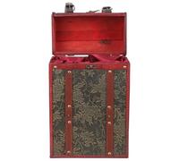 SHINEOFI Retro Wooden Double Wine Box with Lining Vintage Wine Bottle Case for Two Bottles Suitable for Festival and Corporate Presents