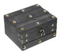 SHINEOFI Retro Wooden Pirate Treasure Chest Jewelry Box Lid Vintage Trinket Storage Case for Home Decor and Keepsake Organization