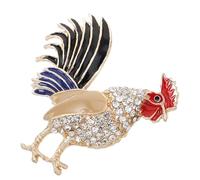 SHINEOFI Rhinestone Brooch Pin with Unique Rooster Design, Alloy Material, Sl inish, Delicate Pin for Women Shirt, Chicken Decor Accessory for Fashion and Elegance
