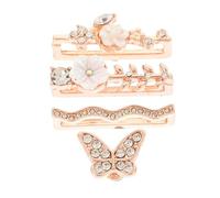 SHINEOFI Rose Gold Silicone Watch Strap Ring Loops, 4pcs Set of Butterfly and Flower Charms, Smartwatch Band Decorations and Accessories for Wristbands