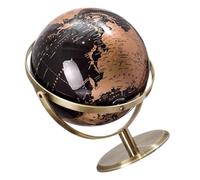 SHINEOFI Rotatable 20cm Black-Gold World Globe for Geography Learning, Topographic Teaching Globe with Hemispheres, Interactive Desktop Study Ornament for Home School and Classroom