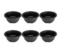 SHINEOFI Round Plastic Succulent Pots 6pcs Black with Hollow Bottom, 15.5cm Planters for Indoor Home and Flower Shop, Suitable for Flowers and Plants
