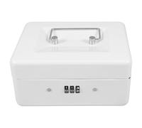SHINEOFI Safe Storage Container 12.6x9.4x4.7in Lockable Password Protection Cold Rolled Steel White Cash Box with Removable Tray for Commercial Settings and Homes