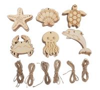 SHINEOFI Sea Animal Shapes with Smooth Splinter-Free Surface Wooden Unfinished 60pcs Wood Pieces Khaki for Crafts Painting for DIY Family Time Ocean-Themed Party Decorations