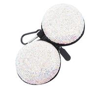 SHINEOFI Shock Earphone Storage Case with Rhinestone Design Eva Organizer for Travel Outdoor Activities Built Mesh Protection for Earbuds Data Cables and Keys
