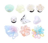 SHINEOFI Shoe Charm Clips with Pearl Flowers, Sequins and Butterfly Accents | Decorative Design, Pink and Pastel Blue Details, Non-marking Attachment, for Handbags, Parties, Weddings and Photo Shoots