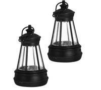 SHINEOFI Small Solar Lanterns 2Pcs Mini Resin Hanging Decorative Garden Lights 4.8X8.5Cm with Battery Box for Patio Lawn Outdoor