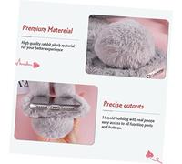 SHINEOFI Soft Plush Rabbit Tpu Phone Case for Pro Protective Shockproof Cover with Rhinestone Camera Frame Lightweight Durable Cell Phone Shell Light Grey