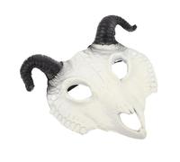 SHINEOFI Soft PU Foam Demon Skull Mask with RAM Horns Full Head Animal Costume Accessory for Halloween Carnival and Masquerade White Goat Sheep Devil Dress-up Mask for Adults Comfortable
