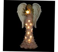 SHINEOFI Solar Powered Angel Garden Light Resin Ornament Outdoor Lawn Decor Solar Spot Lights for Patio Decoration Weatherproof