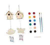 SHINEOFI Solid Wooden Bird House Toy Boys and Girls Diy Bird House Kit Garden Decor Scene