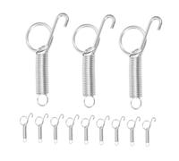 SHINEOFI Spring Latch Hooks for Pet Cage Cage Door Replacement Fasteners for Rabbit Parrot Hamster 24 Pcs Silver Sturdy Metal Spring Hook for Secure Closure in Coops and Habitats