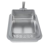 SHINEOFI Stainless Steel Closed Cat Litter Box with Lid Medium Metal Cat Litter Pan Grey Covered Tray for Kittens Indoor Travel Use