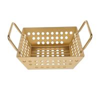 SHINEOFI Stainless Steel Square Fry Basket with Double Handles 16cm Golden Multi-Function Snack and French Fries Basket for Fast Food Serving
