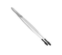 SHINEOFI Stamp Tweezers Black with Non-Slip Handle Stainless Steel Precision Tweezer for Delicate Objects and Beads for Philately, Collecting Coins and Paper