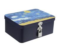 SHINEOFI Star Cookie Jar with Lock Airtight Tinplate Storage Box 6.89X5.12X2.87In Vintage Biscuit Container for Kitchen Counter Candy Treats Portable