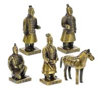 SHINEOFI Statue Vintage Retro Style and Elegant Appearance with Delicate Details Warriors Alloy Terracotta Small Desktop Decor Figurine for Home and Office