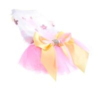 SHINEOFI Summer Mesh Puppy Dress Dog Skirt with Flowers Sequin and Dots Breathable Polyester for Costume Party and Outdoor Wear