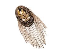 SHINEOFI Tassel Shoulder Epaulet Brooch Pin Gold Beading Fringe Badge for Men Women for Jackets Costumes and Social Events Handmade Quality Epaulettes