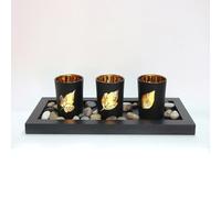 SHINEOFI Tea Light Holder Glass Maple Leaf Pattern Candle Cup Desktop Decor Ornament for Parlor Candlelight Dinner, without Candle