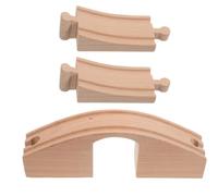 SHINEOFI Toy Wooden Railway Set Assembling Wood Train Track Accessories Expandable Wooden Train Tracks Bridges