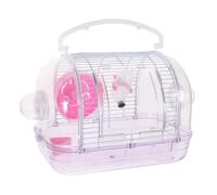 SHINEOFI Transparent Hamster Villa Base Cage Portable Small Animal Carrying Cage for Hamsters and Rats Outdoor Travel with Comfortable Secure and Pink Design