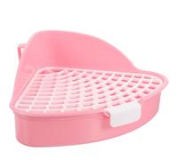 SHINEOFI Triangle Rabbit Litter Box Small Animal Toilet Potty Training Corner Pan for Hamsters Guinea Pigs and Bunnies Pink Plastic Pet Potty Pad Holder