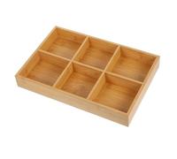 SHINEOFI Unfinished Wooden Tray 6 Compartments 14.49X9.65X1.97In Multipurpose Art Supply Storage Organizer for Crayons Chalk Pens Desktop Use