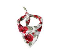 SHINEOFI Valentine’s Day Rose Pattern Pet Collar Bib for Dogs and Cats, 100% Cotton Saliva-absorbent Triangular Bandana, Adjustable Neck Size 25-48cm, White Background with Red Roses